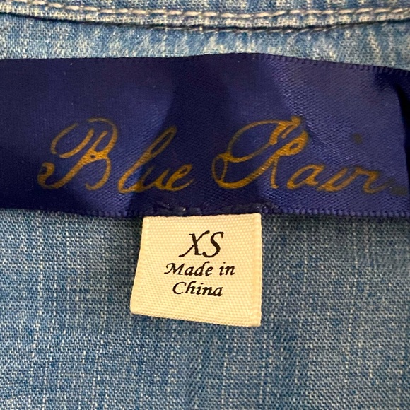 Denim Long Sleeve Top Roll Up Sleeves XS - Picture 6 of 6